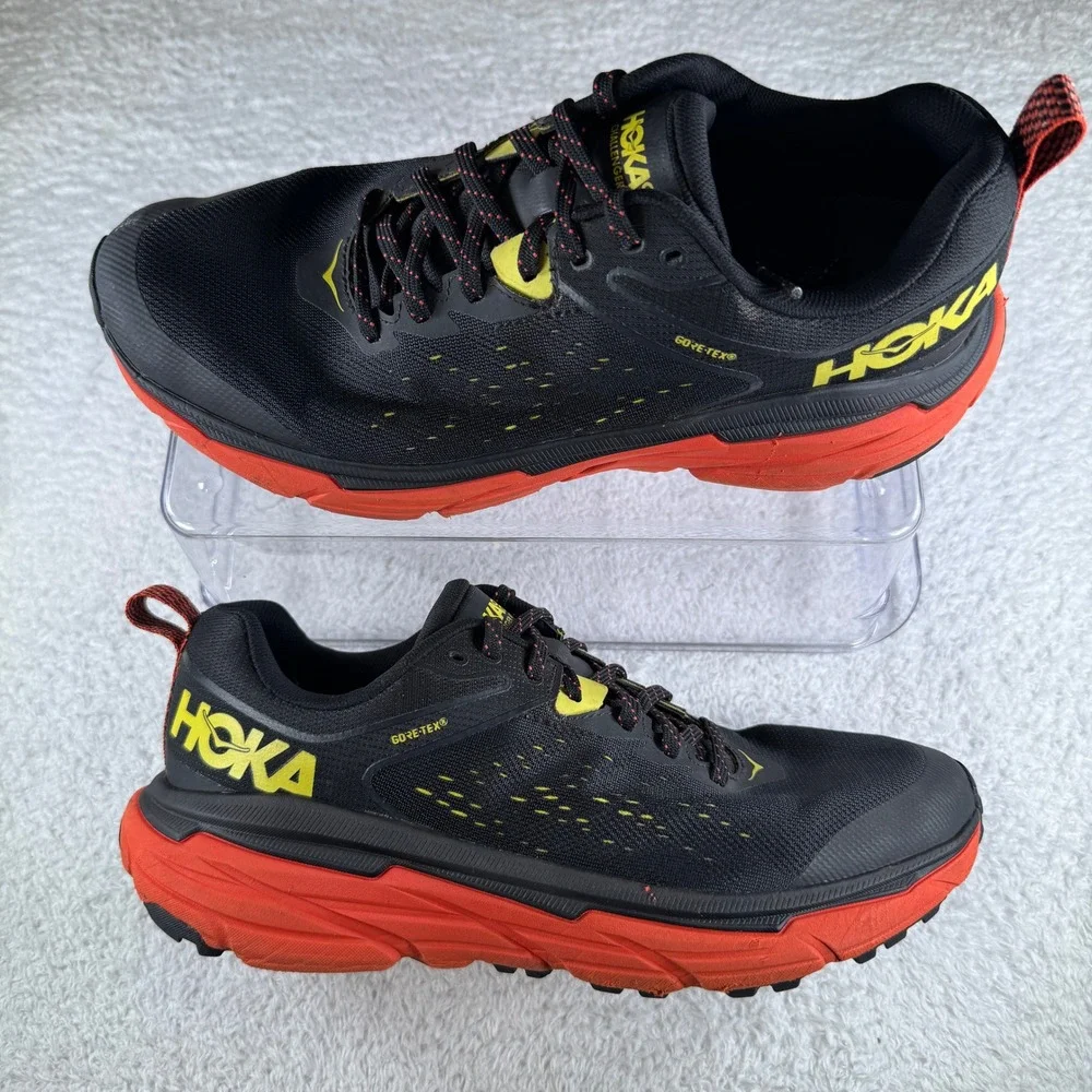 HOKA One One Challenger ATR 6 GTX Gore-TEX Men's Size 9 D Black Orange Shoes